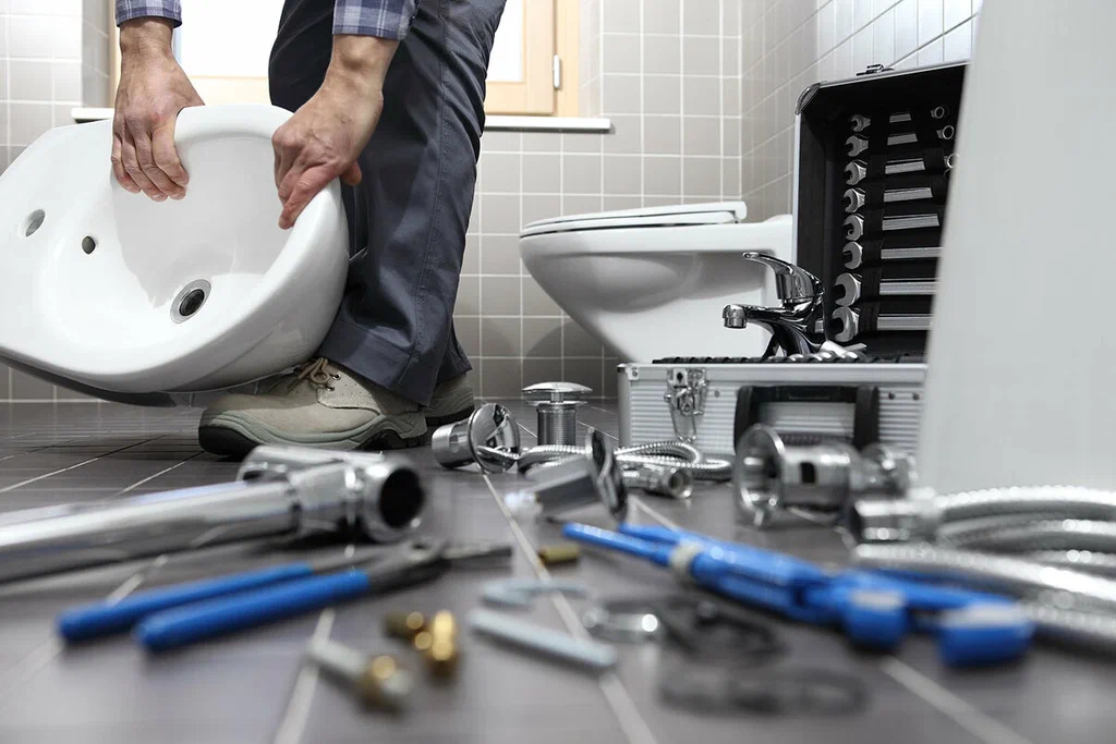 Plumbing tools prepared for a bathroom repair in Evans